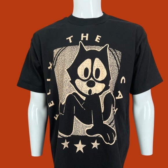 Vintage 90s Felix the Cat Animated Cartoon Comic Television Black shirt - Picture 1 of 3